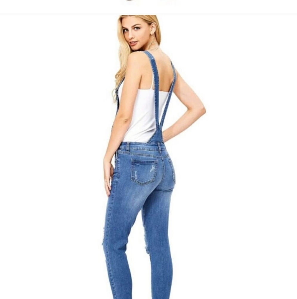 ** WAX JEAN  DISTRESSED OVERALLS, SIZE SMALL